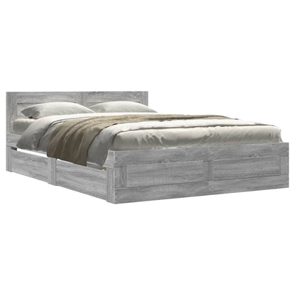 vidaXL Bed Frame with Headboard without Mattress Grey Sonoma 140x200 cm