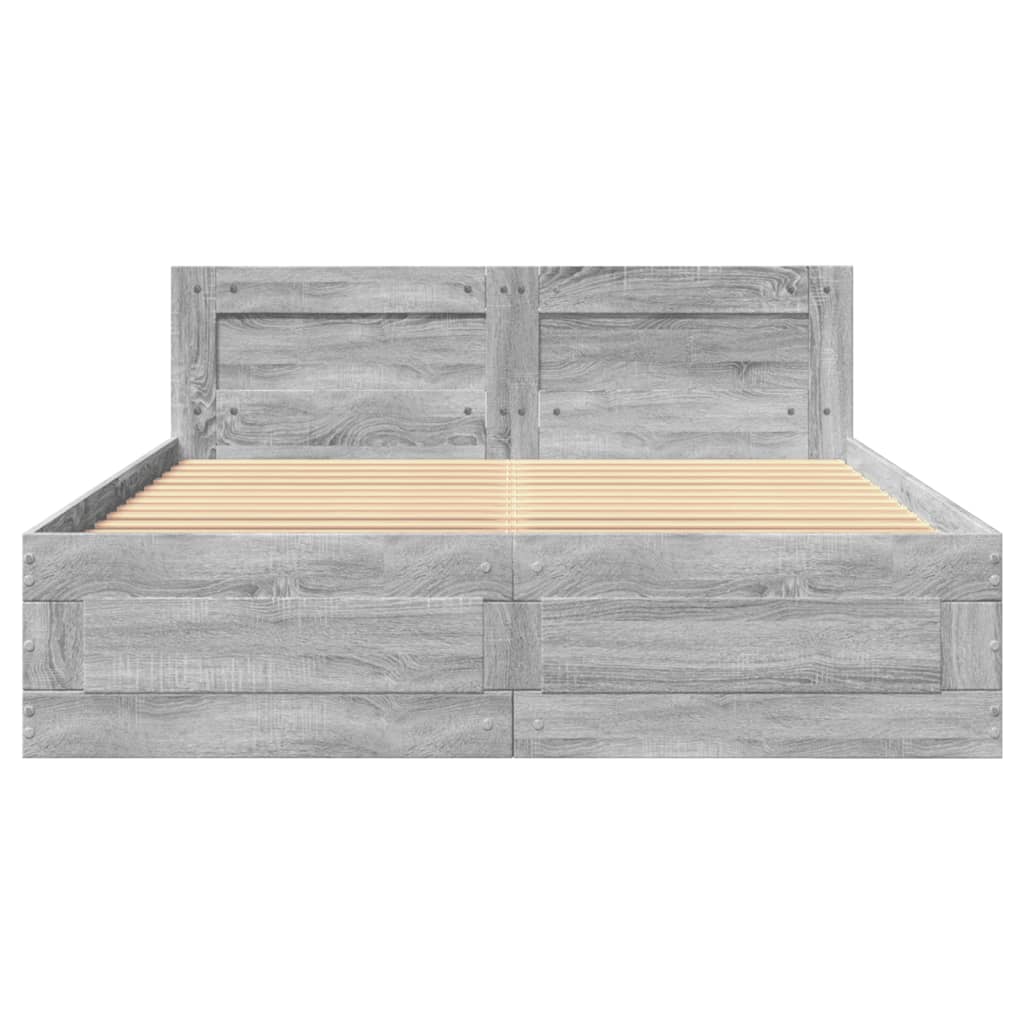 vidaXL Bed Frame with Headboard without Mattress Grey Sonoma 140x200 cm