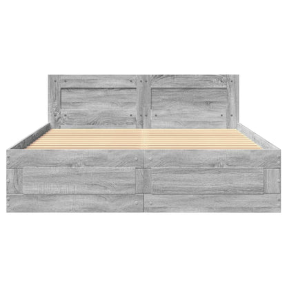 vidaXL Bed Frame with Headboard without Mattress Grey Sonoma 140x200 cm