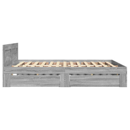 vidaXL Bed Frame with Headboard without Mattress Grey Sonoma 140x200 cm