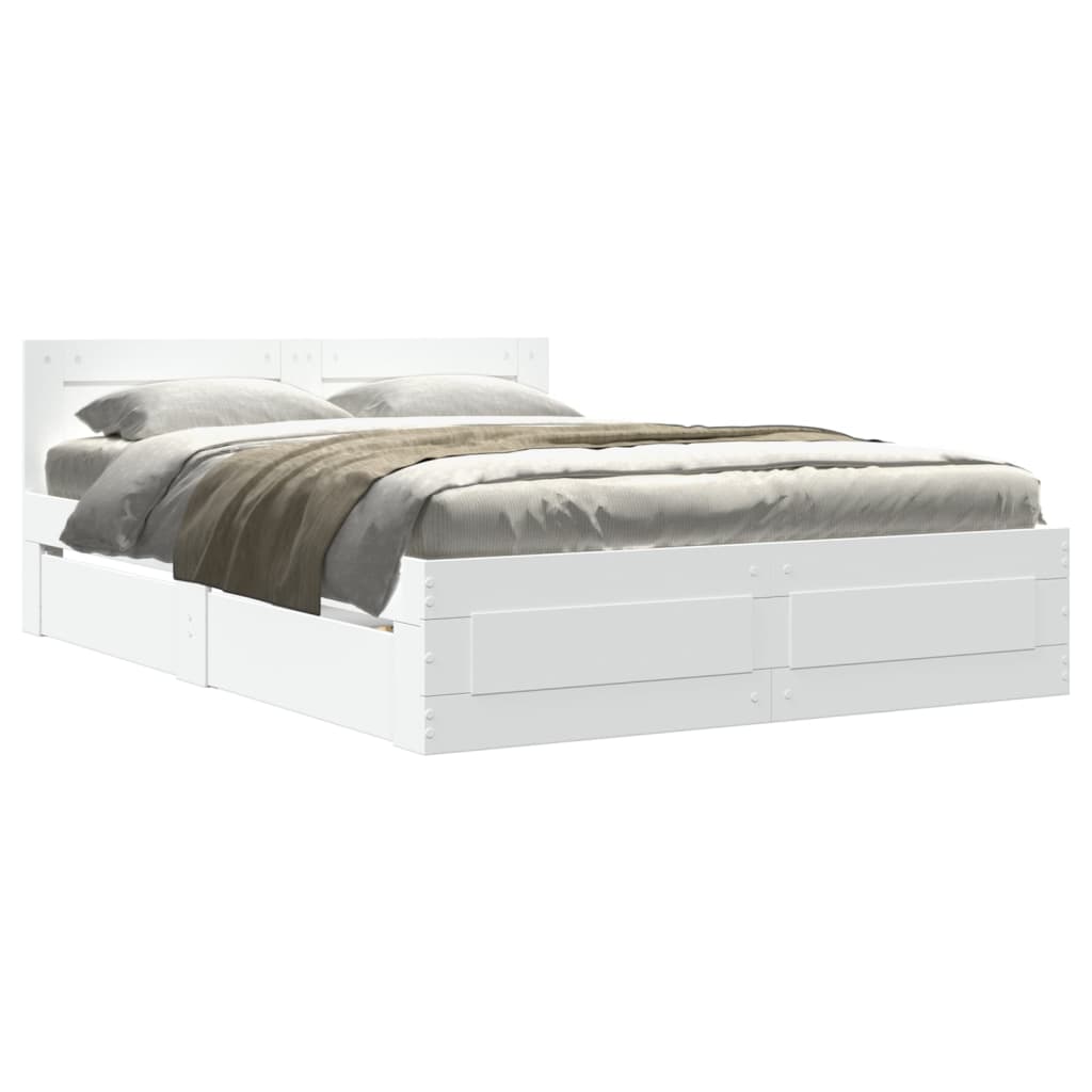 vidaXL Bed Frame with Headboard without Mattress White 120x200 cm