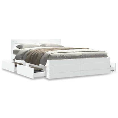 vidaXL Bed Frame with Headboard without Mattress White 120x200 cm