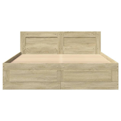vidaXL Bed Frame with Headboard without Mattress Sonoma Oak 120x200 cm