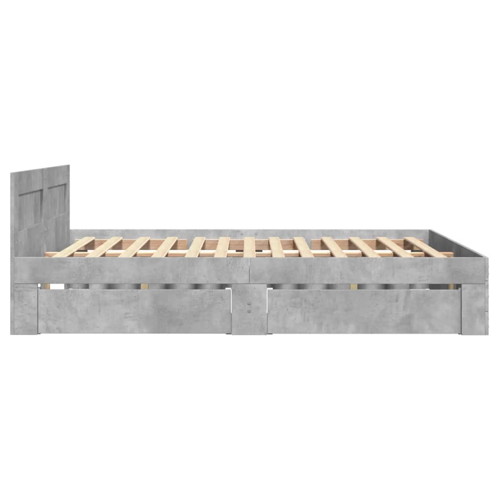vidaXL Bed Frame with Headboard without Mattress Concrete Grey 120x200 cm