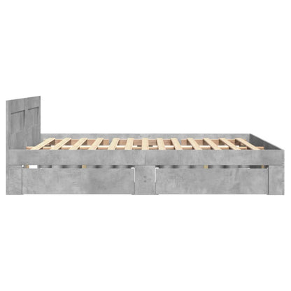 vidaXL Bed Frame with Headboard without Mattress Concrete Grey 120x200 cm