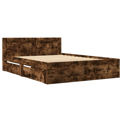 vidaXL Bed Frame with Headboard without Mattress Smoked Oak 120x200 cm