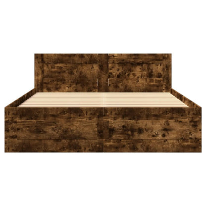 vidaXL Bed Frame with Headboard without Mattress Smoked Oak 120x200 cm