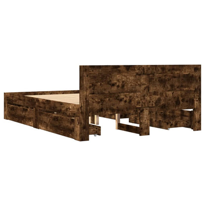 vidaXL Bed Frame with Headboard without Mattress Smoked Oak 120x200 cm