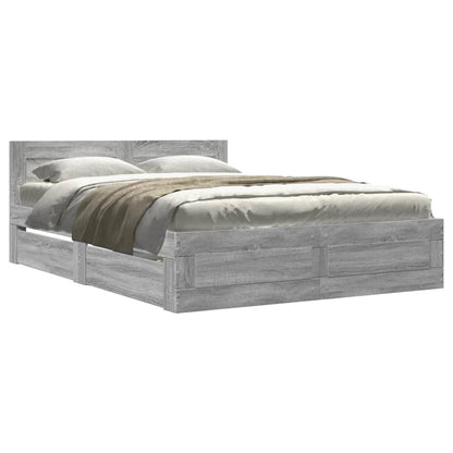 vidaXL Bed Frame with Headboard without Mattress Grey Sonoma 120x200 cm