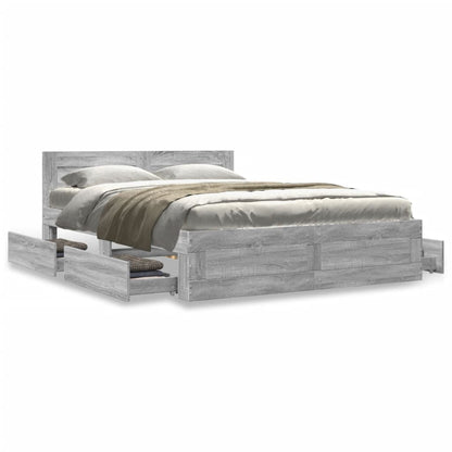 vidaXL Bed Frame with Headboard without Mattress Grey Sonoma 120x200 cm