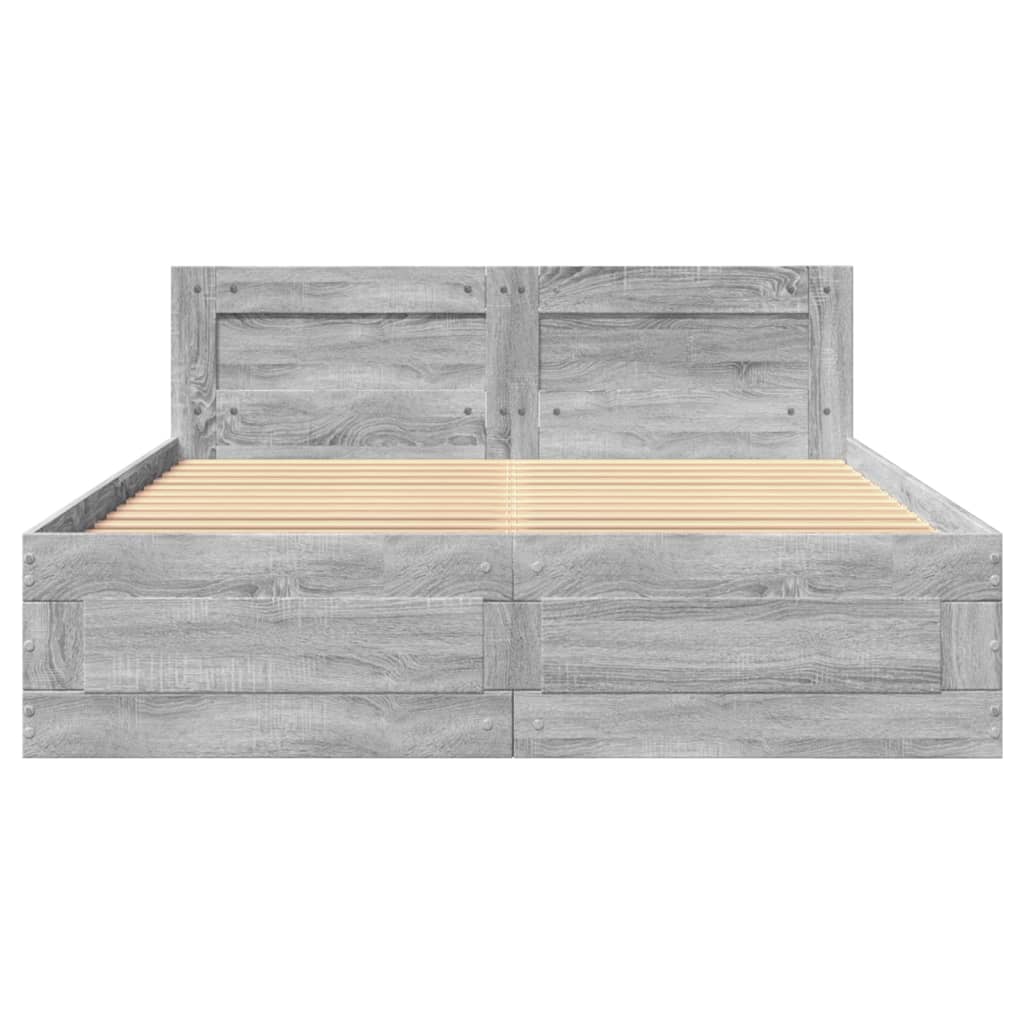 vidaXL Bed Frame with Headboard without Mattress Grey Sonoma 120x200 cm