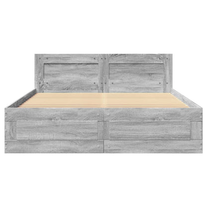 vidaXL Bed Frame with Headboard without Mattress Grey Sonoma 120x200 cm