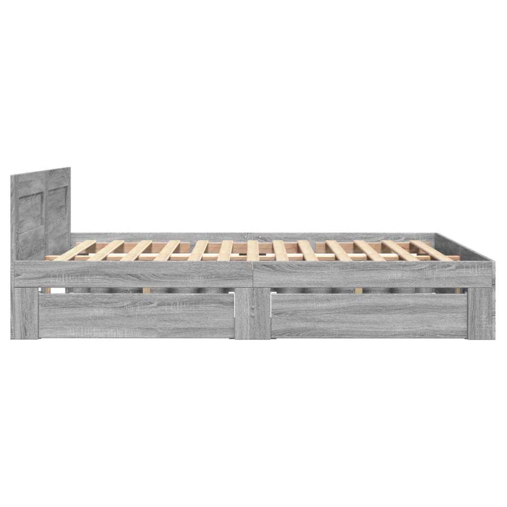 vidaXL Bed Frame with Headboard without Mattress Grey Sonoma 120x200 cm