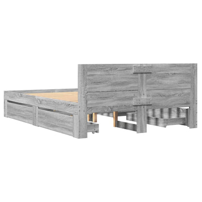 vidaXL Bed Frame with Headboard without Mattress Grey Sonoma 120x200 cm