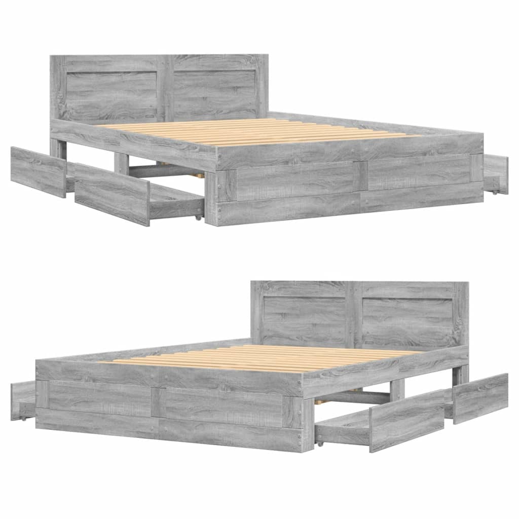 vidaXL Bed Frame with Headboard without Mattress Grey Sonoma 120x200 cm