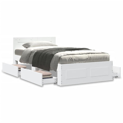 vidaXL Bed Frame with Headboard without Mattress White 100x200 cm