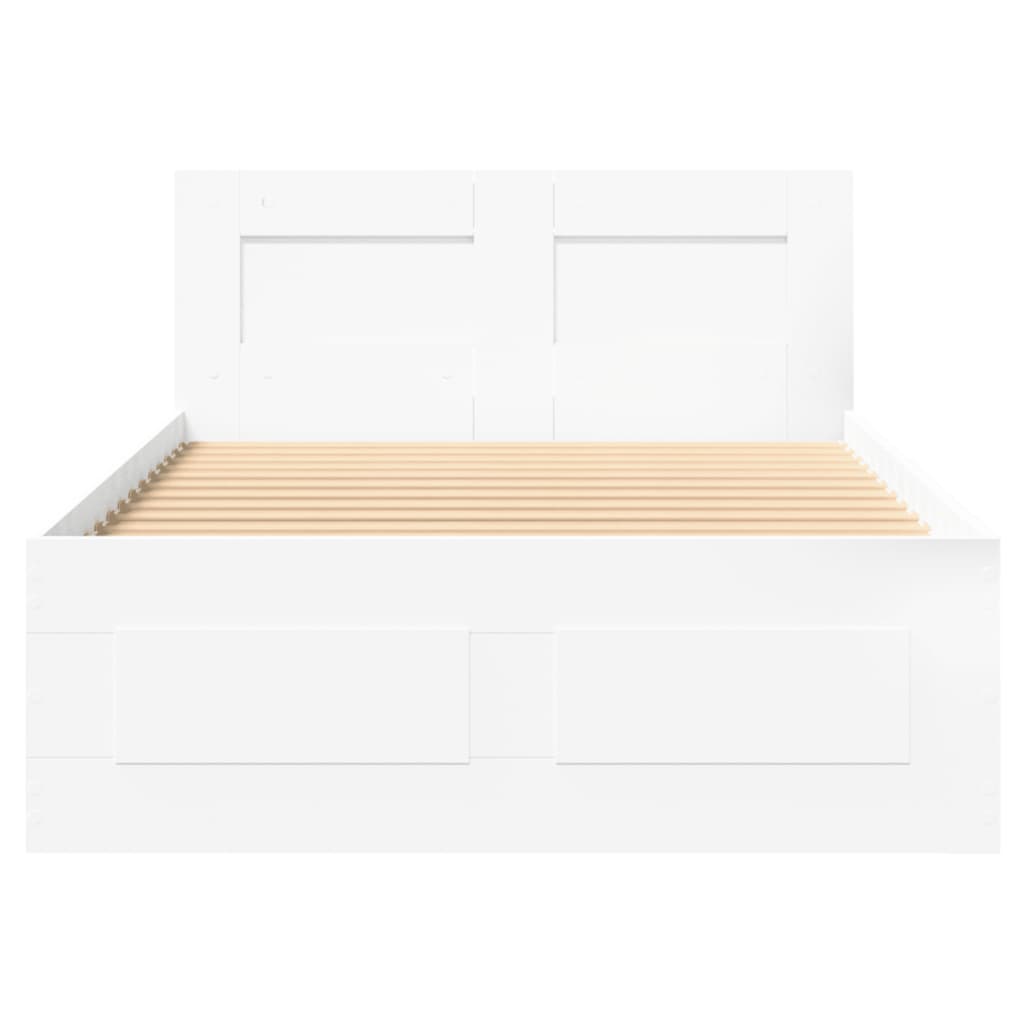 vidaXL Bed Frame with Headboard without Mattress White 100x200 cm