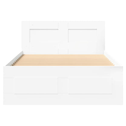 vidaXL Bed Frame with Headboard without Mattress White 100x200 cm