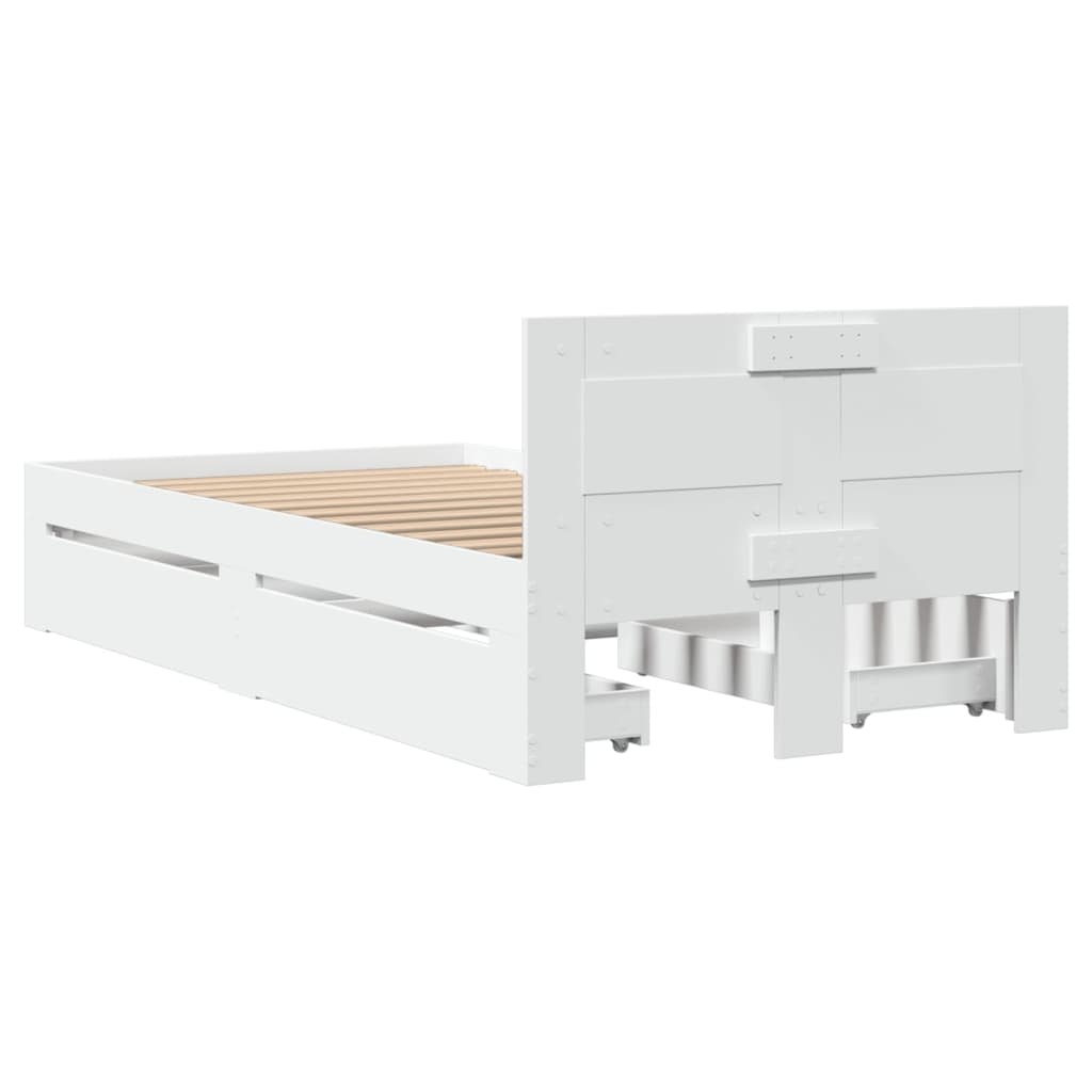 vidaXL Bed Frame with Headboard without Mattress White 100x200 cm