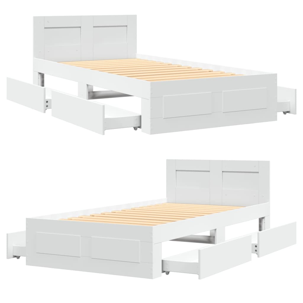 vidaXL Bed Frame with Headboard without Mattress White 100x200 cm