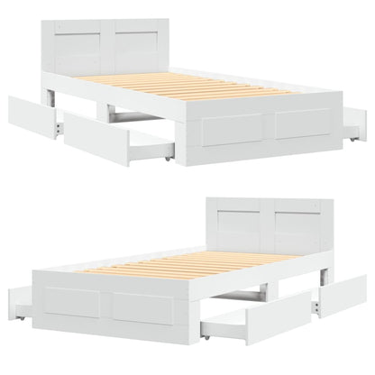 vidaXL Bed Frame with Headboard without Mattress White 100x200 cm
