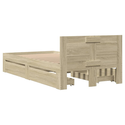 vidaXL Bed Frame with Headboard without Mattress Sonoma Oak 90x200 cm