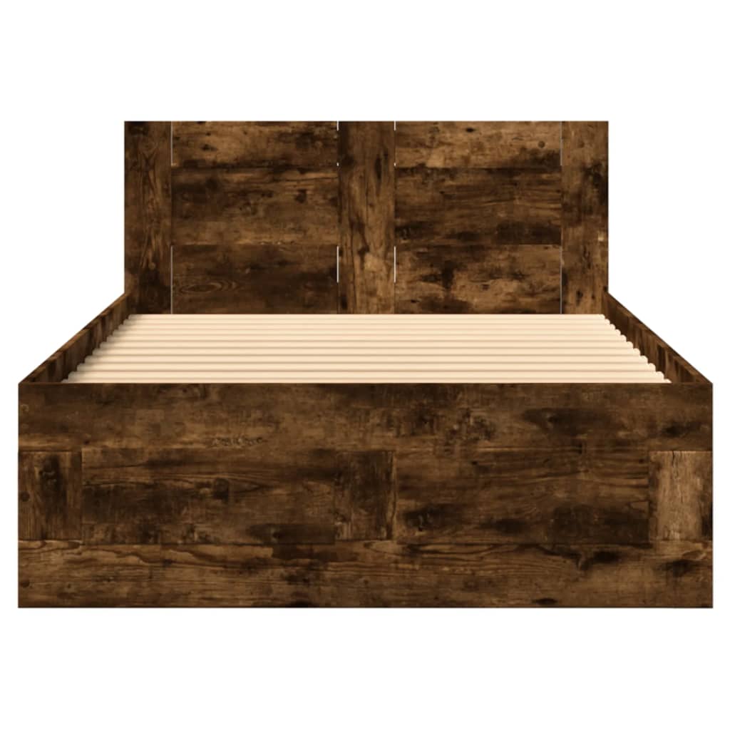 vidaXL Bed Frame with Headboard without Mattress Smoked Oak 90x200 cm