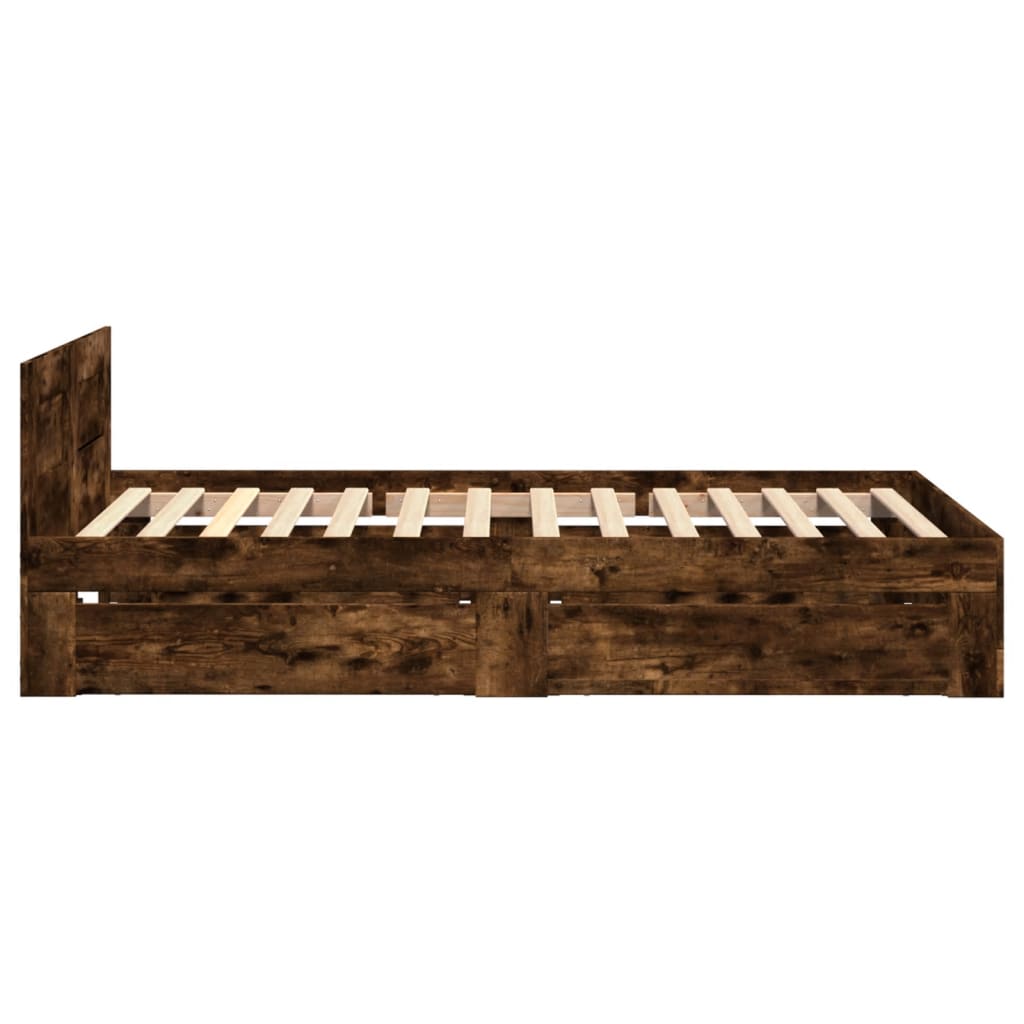 vidaXL Bed Frame with Headboard without Mattress Smoked Oak 90x200 cm