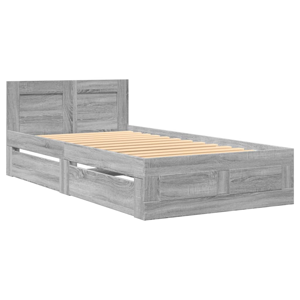 vidaXL Bed Frame with Headboard without Mattress Grey Sonoma 90x200 cm