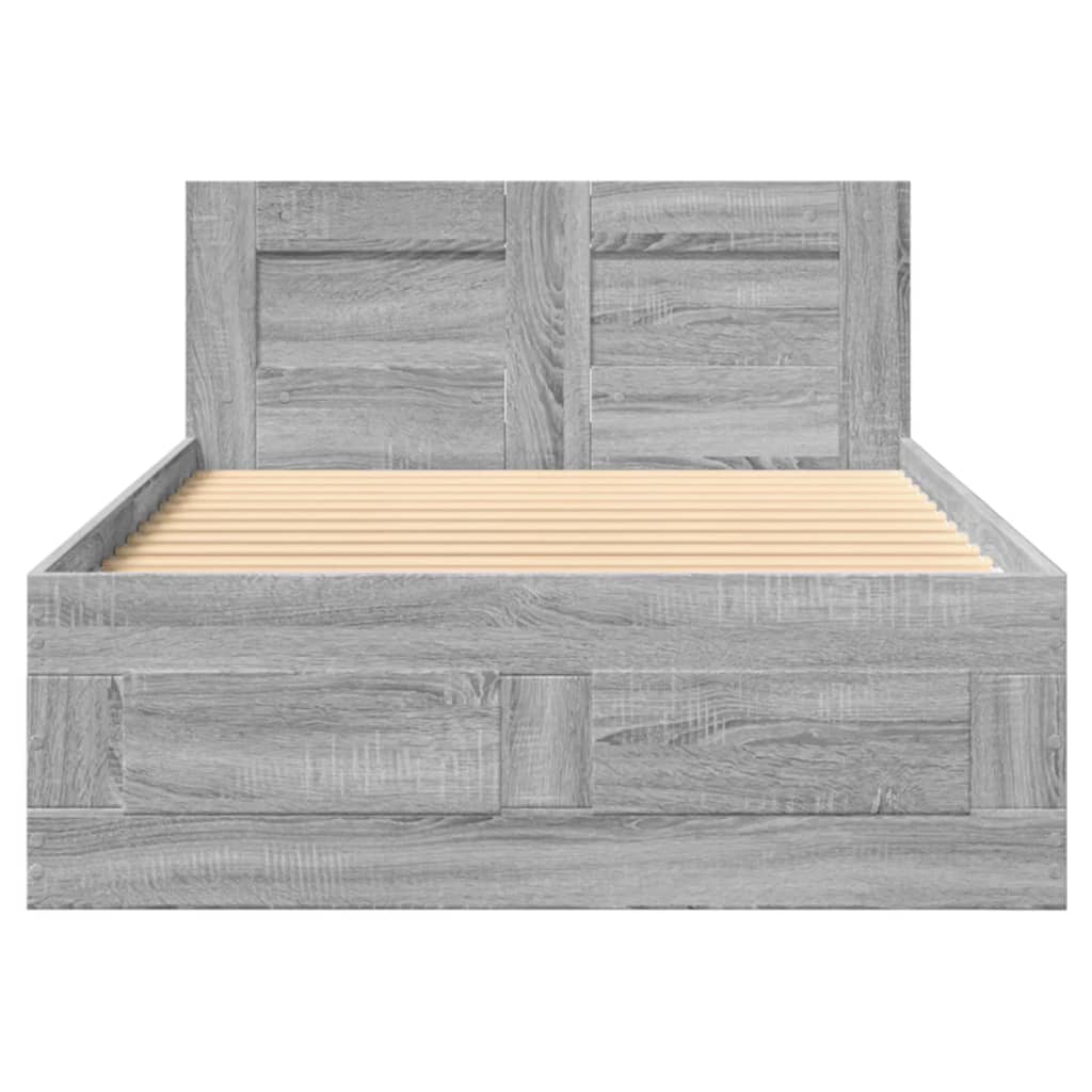 vidaXL Bed Frame with Headboard without Mattress Grey Sonoma 90x200 cm