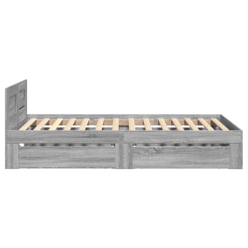 vidaXL Bed Frame with Headboard without Mattress Grey Sonoma 90x200 cm
