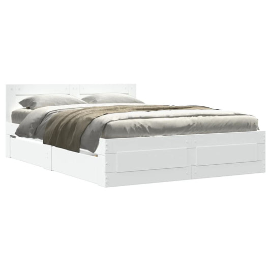vidaXL Bed Frame with Headboard without Mattress White 140x190 cm