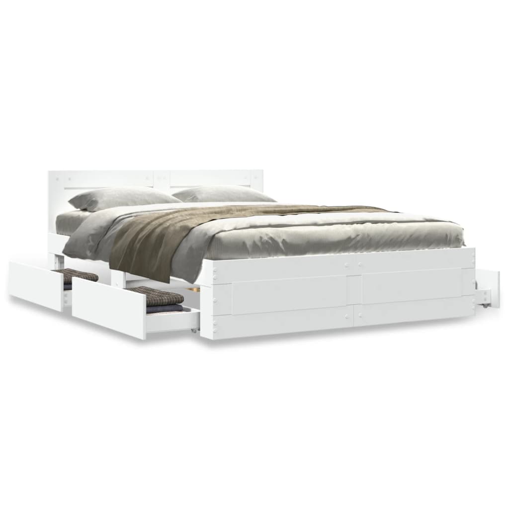 vidaXL Bed Frame with Headboard without Mattress White 140x190 cm