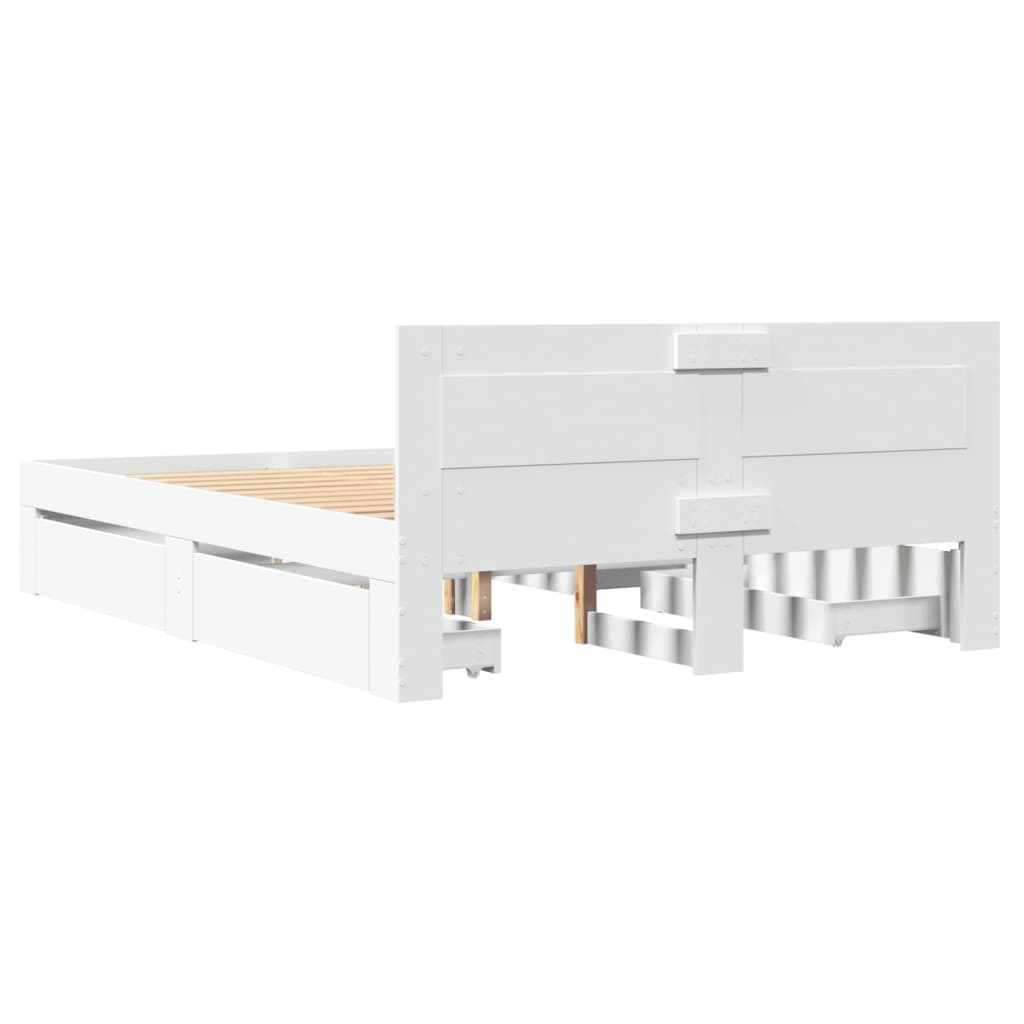 vidaXL Bed Frame with Headboard without Mattress White 140x190 cm