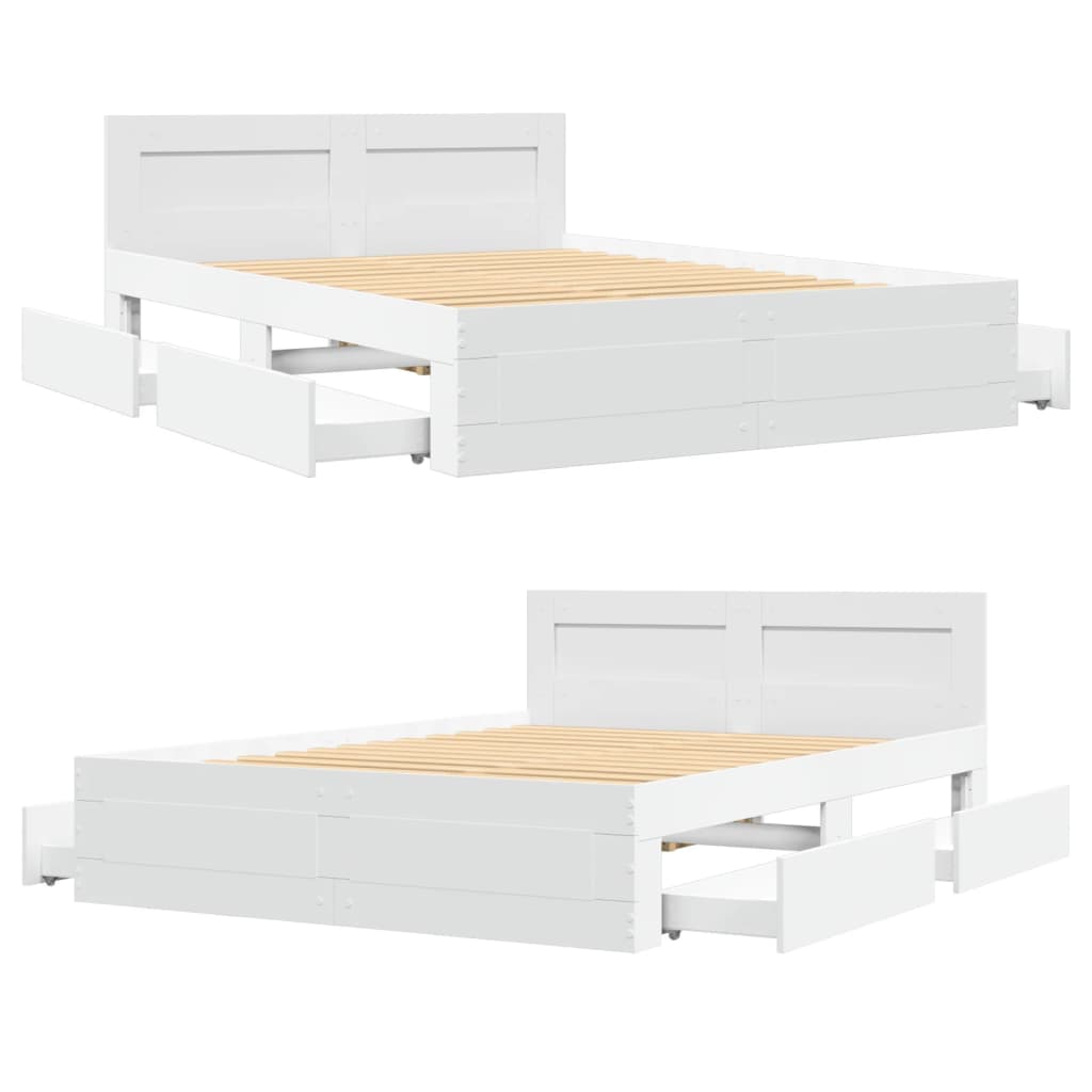 vidaXL Bed Frame with Headboard without Mattress White 140x190 cm