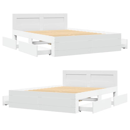 vidaXL Bed Frame with Headboard without Mattress White 140x190 cm