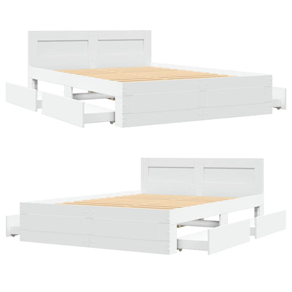 vidaXL Bed Frame with Headboard without Mattress White 120x190 cm Small Double
