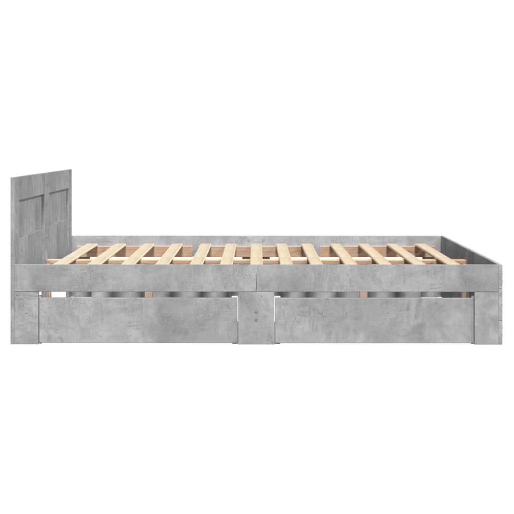 vidaXL Bed Frame with Headboard without Mattress Concrete Grey 120x190 cm Small Double