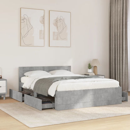 vidaXL Bed Frame with Headboard without Mattress Concrete Grey 120x190 cm Small Double