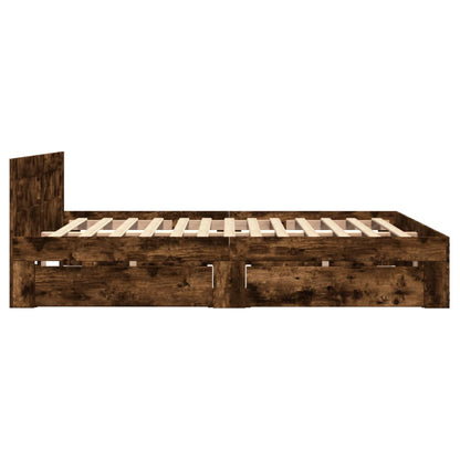 vidaXL Bed Frame with Headboard without Mattress Smoked Oak 120x190 cm Small Double