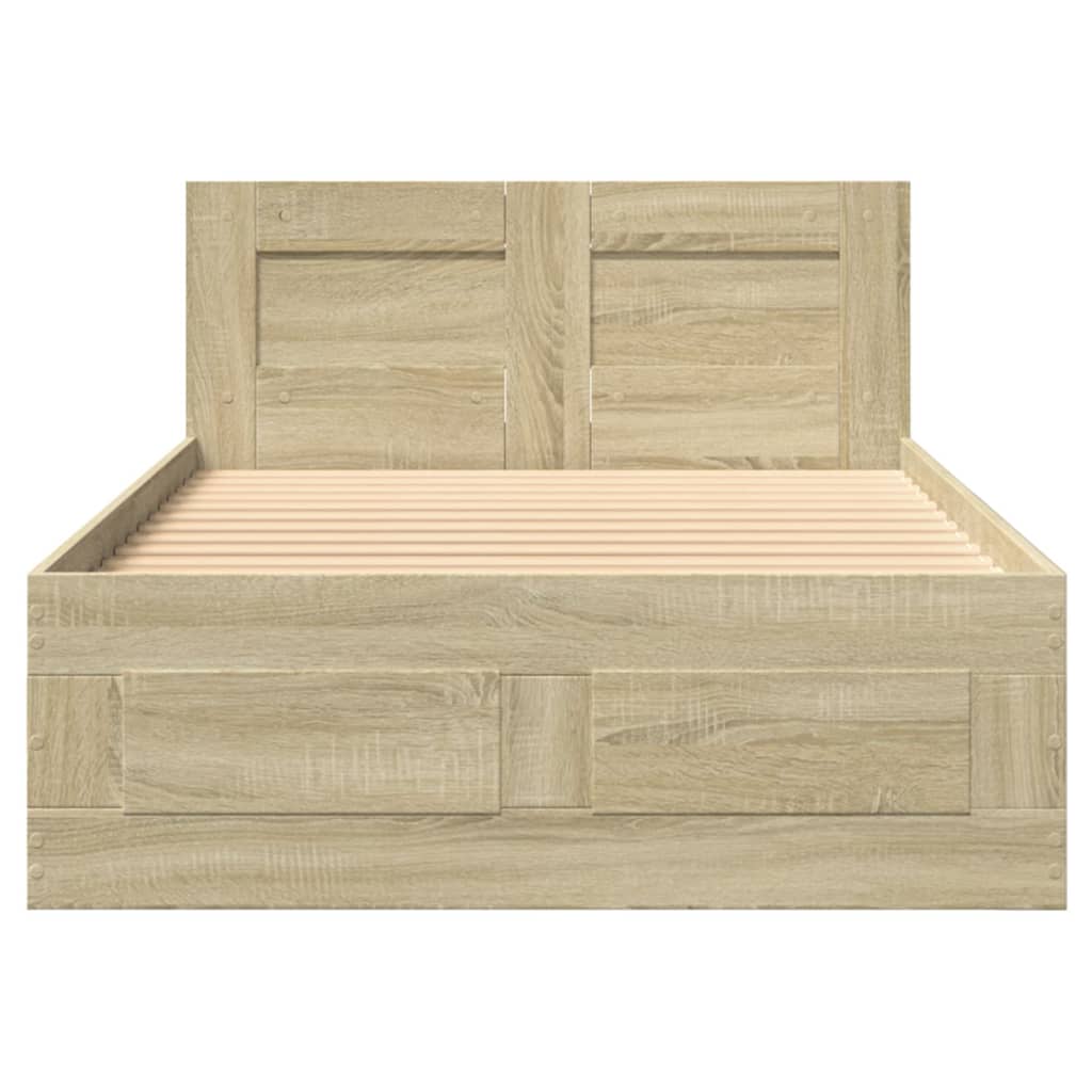 vidaXL Bed Frame with Headboard without Mattress Sonoma Oak 90x190 cm Single