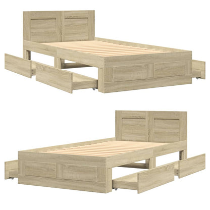 vidaXL Bed Frame with Headboard without Mattress Sonoma Oak 90x190 cm Single