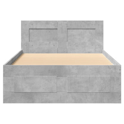 vidaXL Bed Frame with Headboard without Mattress Concrete Grey 75x190 cm Small Single