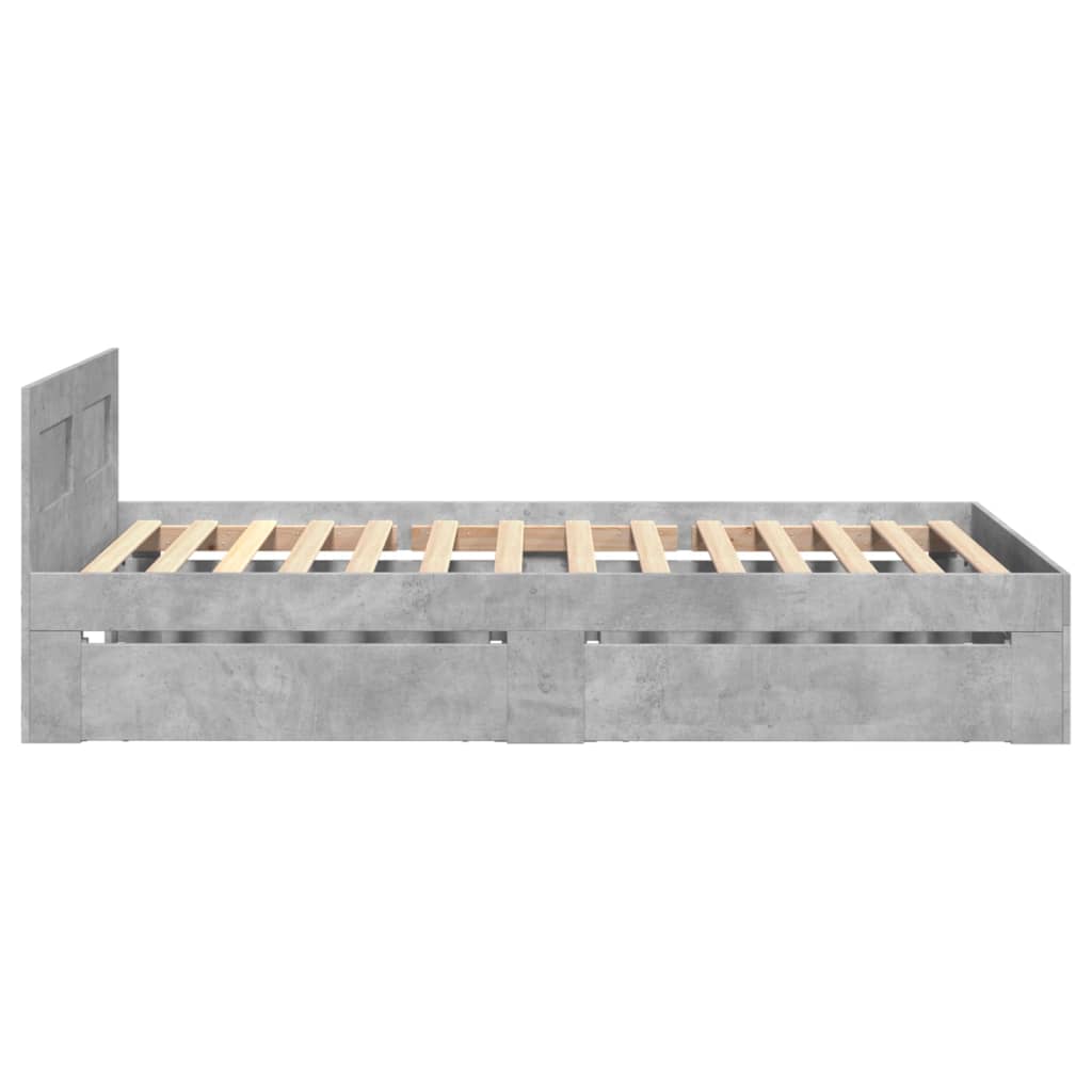 vidaXL Bed Frame with Headboard without Mattress Concrete Grey 75x190 cm Small Single