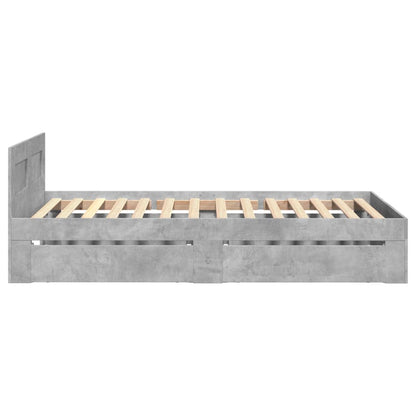 vidaXL Bed Frame with Headboard without Mattress Concrete Grey 75x190 cm Small Single