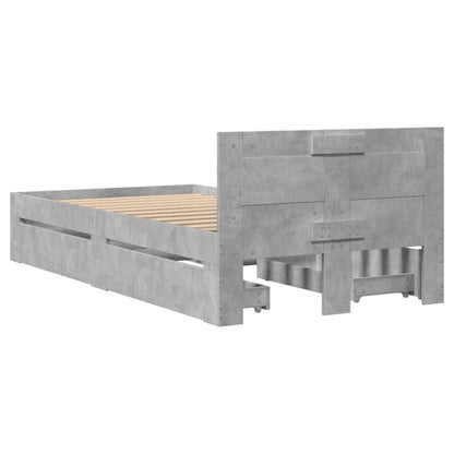 vidaXL Bed Frame with Headboard without Mattress Concrete Grey 75x190 cm Small Single