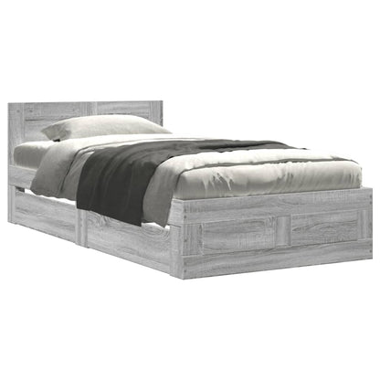 vidaXL Bed Frame with Headboard without Mattress Grey Sonoma 75x190 cm Small Single