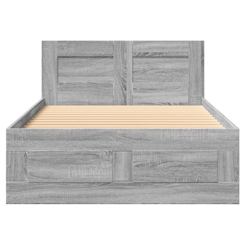 vidaXL Bed Frame with Headboard without Mattress Grey Sonoma 75x190 cm Small Single