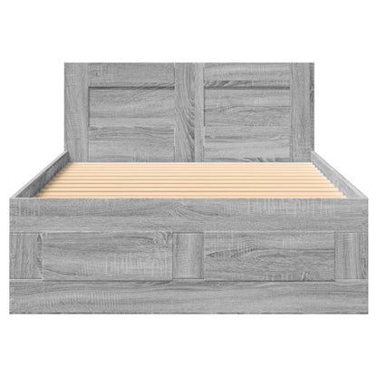 vidaXL Bed Frame with Headboard without Mattress Grey Sonoma 75x190 cm Small Single