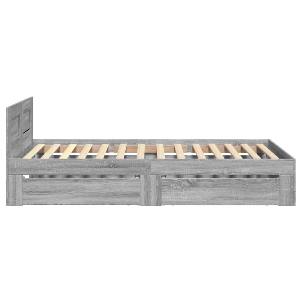 vidaXL Bed Frame with Headboard without Mattress Grey Sonoma 75x190 cm Small Single